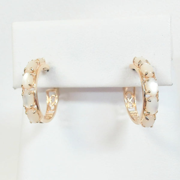 14K Mother of Pearl Hoop Earrings