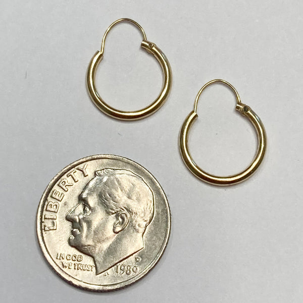 14k Small Polished Round Hoop Earrings