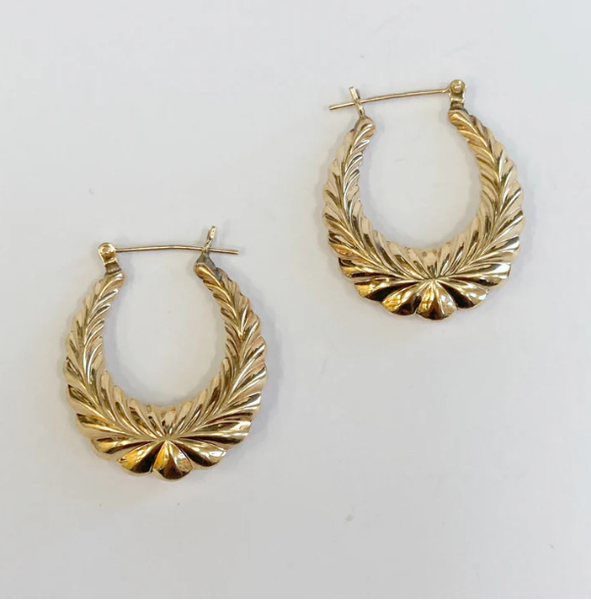 14k Diamond-Cut Hoop Earrings