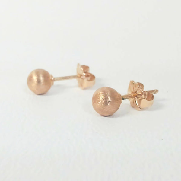 14K Satin Bead Post Earrings