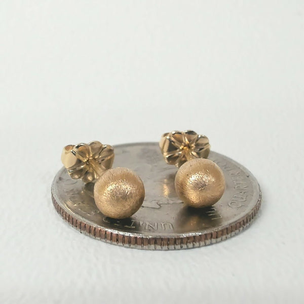 14K Satin Bead Post Earrings