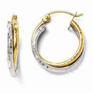 14K Two-Tone Double Hoop Earrings