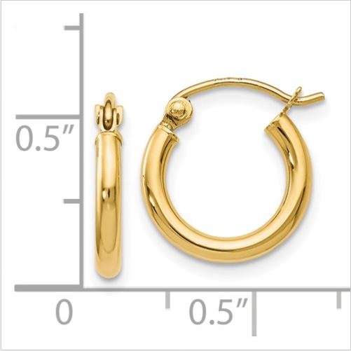 14k Yellow Gold Small Polished Hoop Earrings