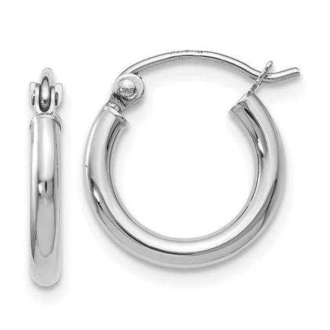 14k White Gold Small Polished Hoop Earrings