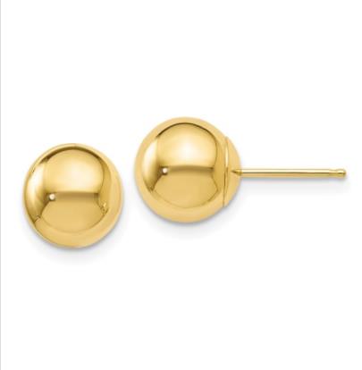 14k 8mm Ball Stud Earrings