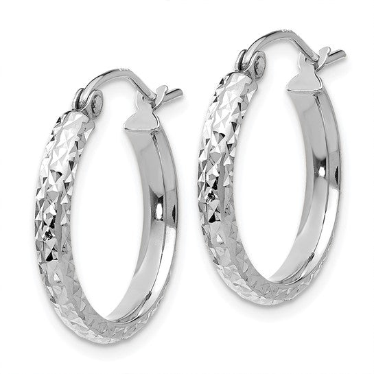 14K Diamond-Cut Hollow Hoop Earrings