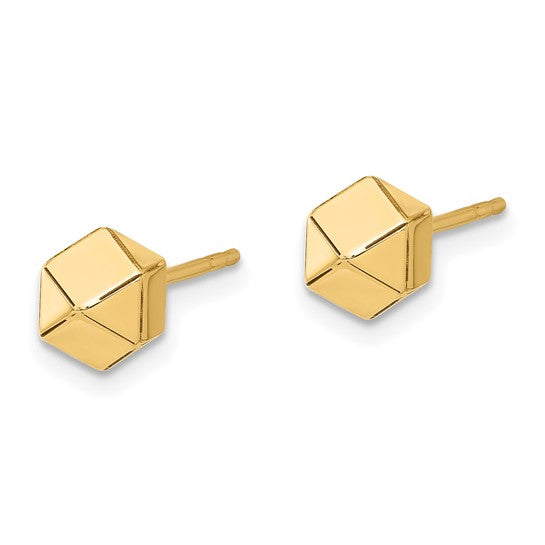 14k Yellow Gold Polished Geometric Ball Post Earrings