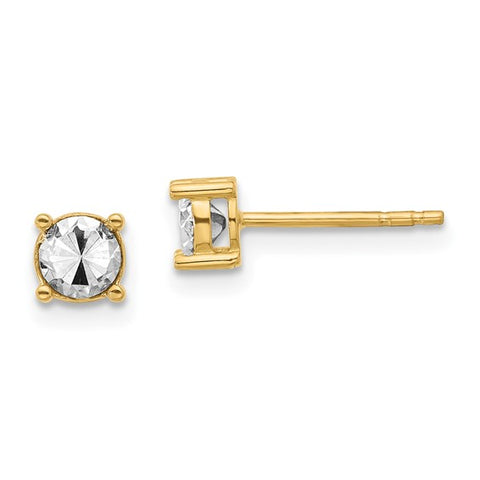14K Two-Tone Gold Diamond-Cut Illusion Post Earrings