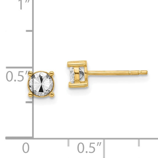 14K Two-Tone Gold Diamond-Cut Illusion Post Earrings