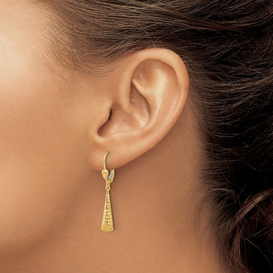 14k Polished & Diamond-Cut Dangle Lever-Back Earrings