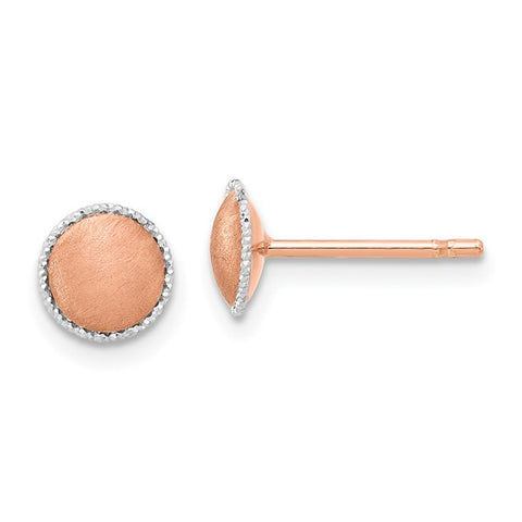 14k Rose/White Gold Disc Post Earrings