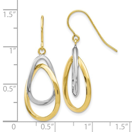 10K Two-Tone Double Oval Dangle Earrings