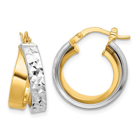 10K Two-Tone Double Offset Hoop Earrings