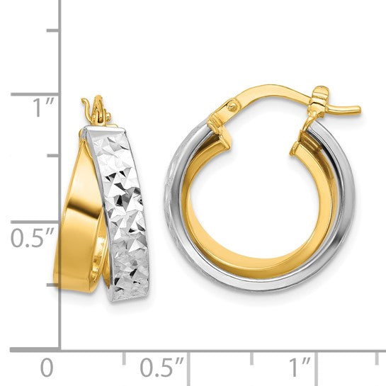 10K Two-Tone Double Offset Hoop Earrings