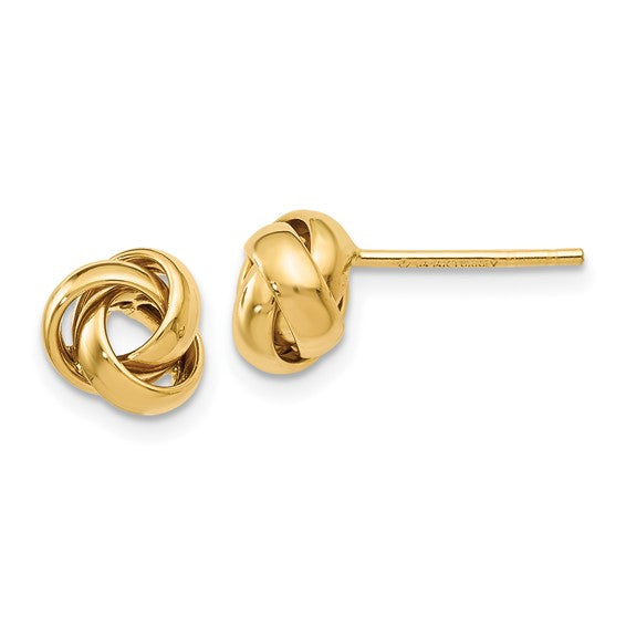 10KYG Love Knot Polished Post Earrings