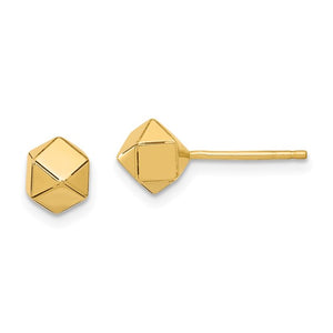 10KYG Polished Geometric Ball Post Earrings