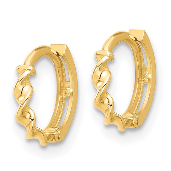 10KYG Twist Huggie Hoop Earrings