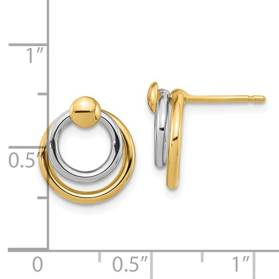 10K Two-Tone 2-Circle Doorknocker Post Earrings