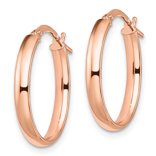 14KRG Polished Oval Hoop Earrings