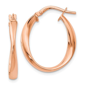 14K Rose Gold Polished Twist Hoop Earrings