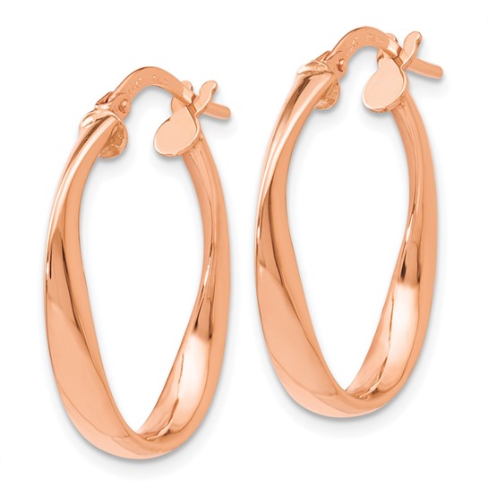 14K Rose Gold Polished Twist Hoop Earrings