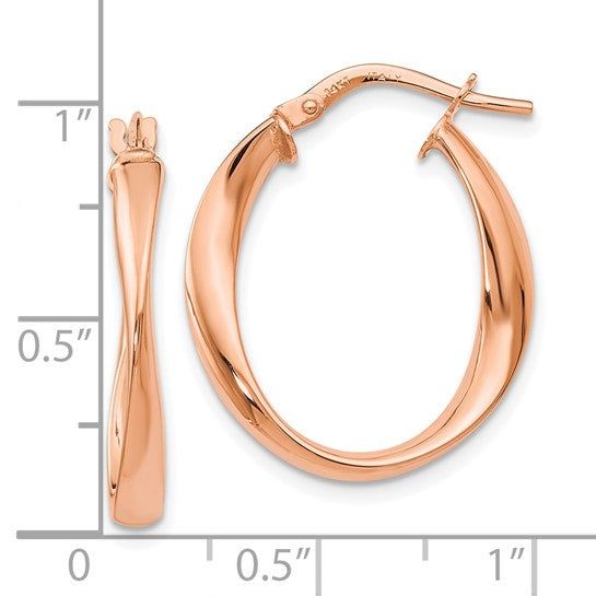 14K Rose Gold Polished Twist Hoop Earrings