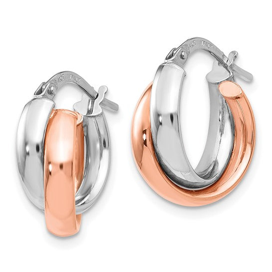 14K Two-Tone Double Hoop Earrings