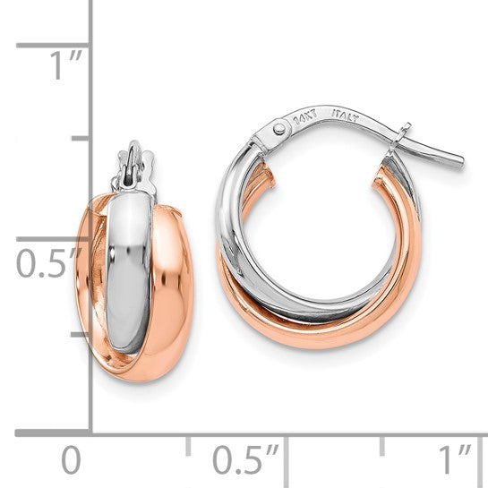 14K Two-Tone Double Hoop Earrings