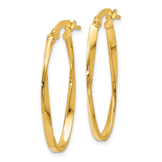 14k Large Oval Twist Hoop Earrings