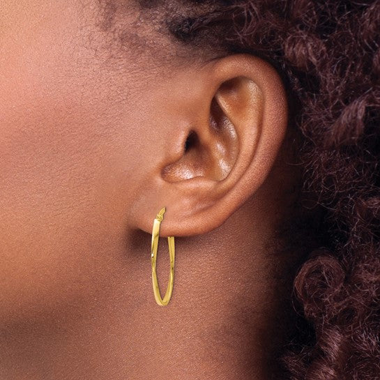 14k Large Oval Twist Hoop Earrings