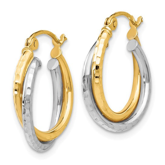 14K Two-Tone Double Hoop Earrings