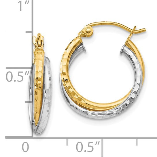 14K Two-Tone Double Hoop Earrings