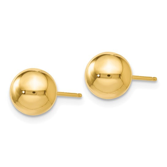 14k Yellow Gold 7mm Ball Stud Earrings