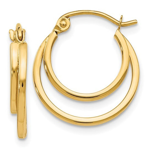 14K Yellow Gold Double Hoop Earrings