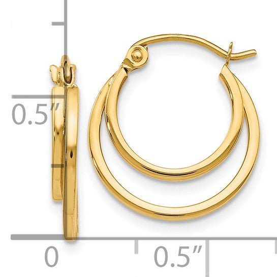 14K Yellow Gold Double Hoop Earrings