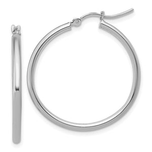 14k White Gold Large Polished Hoop Earrings