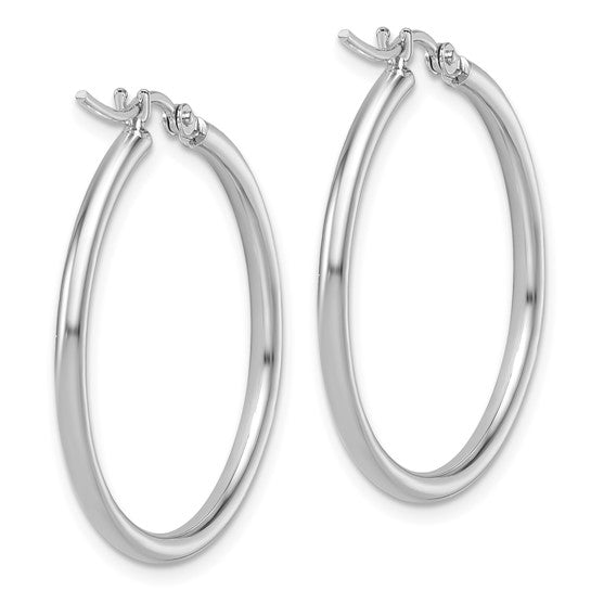 14k White Gold Large Polished Hoop Earrings