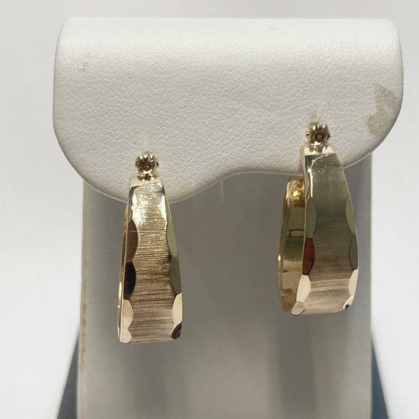 14k Diamond-Cut/Brushed Hoop Earrings