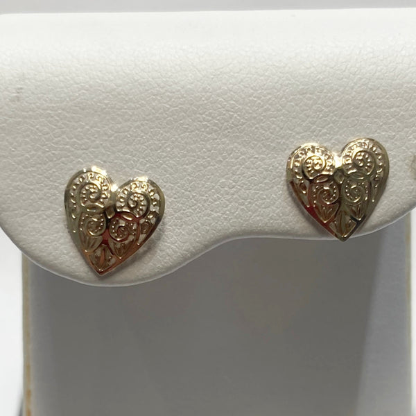 14k Heart Post Earrings