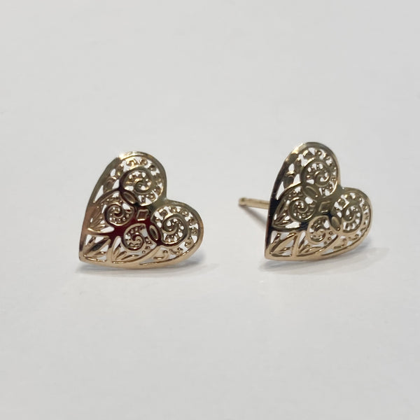 14k Heart Post Earrings