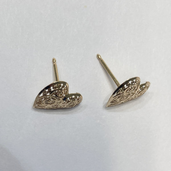 14k Heart Post Earrings