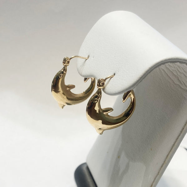 14k Dolphin Hoop Earrings