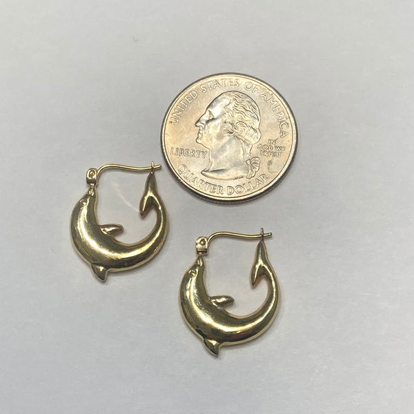 14k Dolphin Hoop Earrings