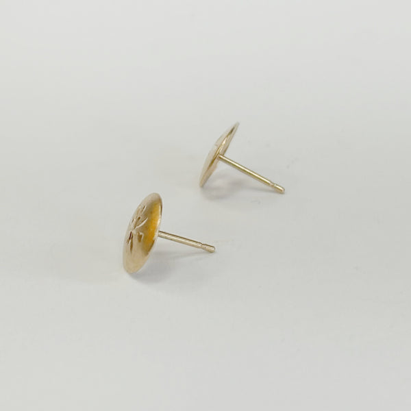14K Round, Diamond-Cut Center Post Earrings