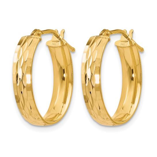 10K Diamond-Cut Oval Hoop Earrings