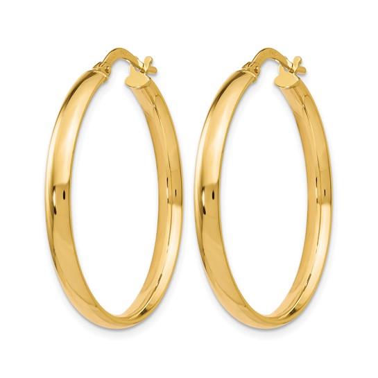10K 3mm Round Polished Hoop Earrings