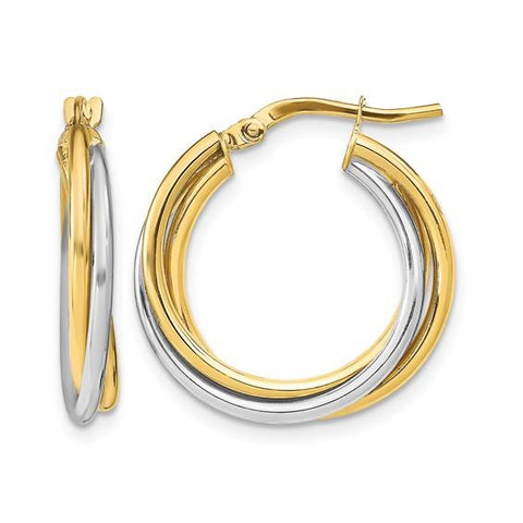 10K Two-Tone Triple Hoop Earrings
