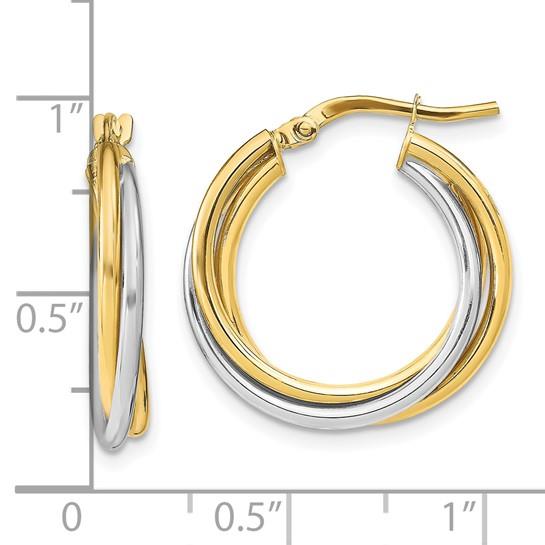 10K Two-Tone Triple Hoop Earrings