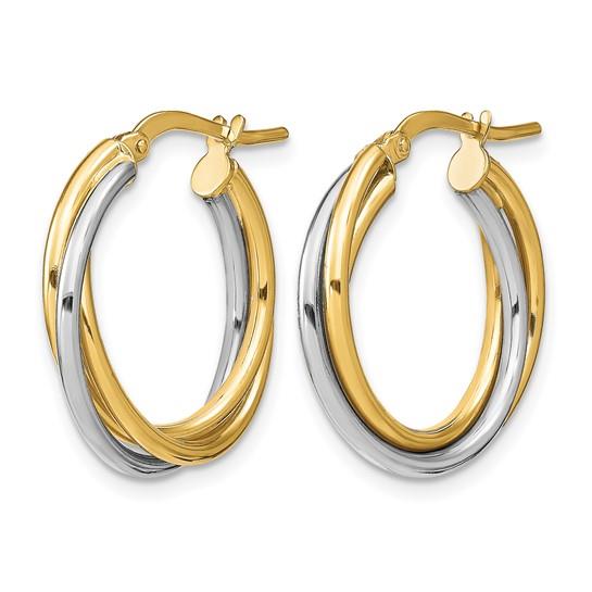 10K Two-Tone Triple Hoop Earrings