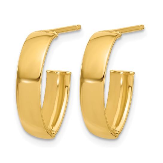 10k Small Polished J-Hoop Post Earrings